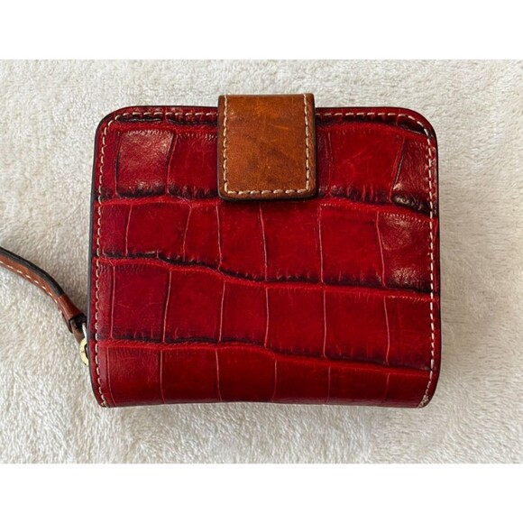 Dooney & Bourke Denison Flap Wallet Red Leather Old Money Quiet Luxury Small - Picture 6 of 9